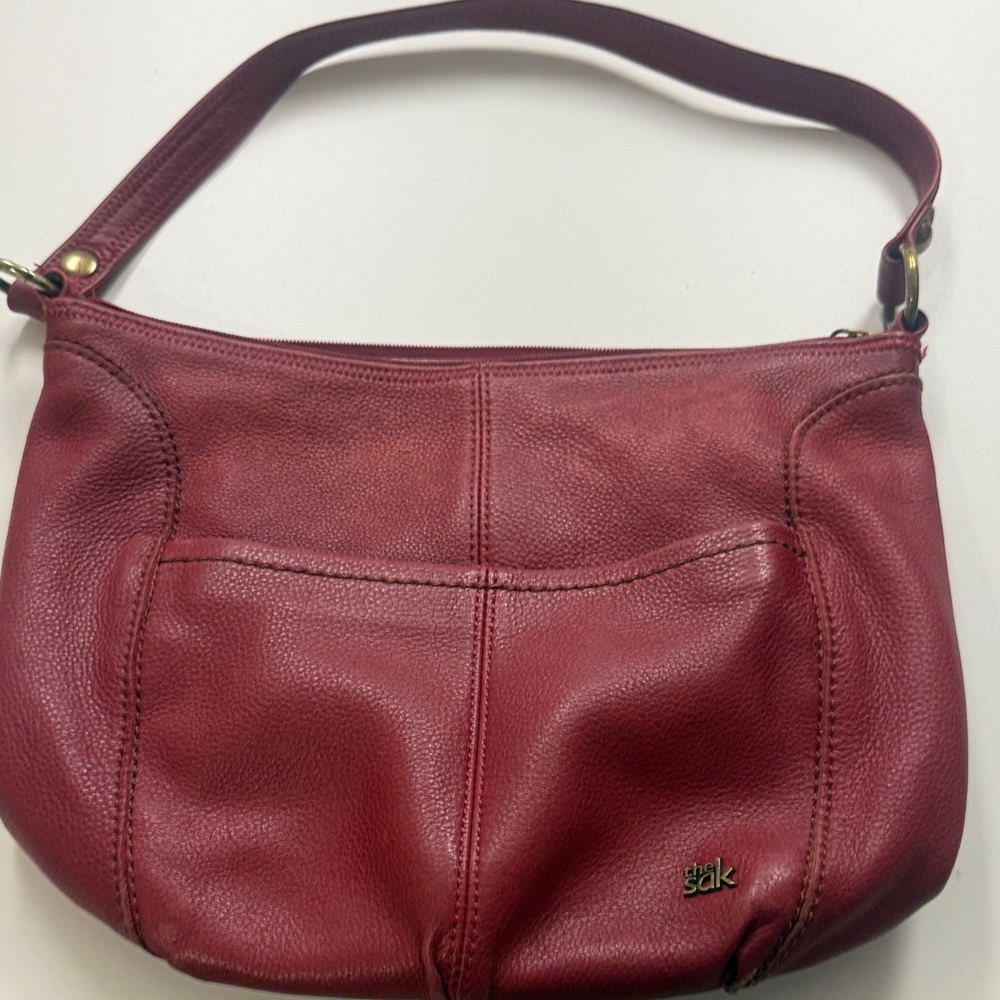The Sak Dark Red Leather Shoulder Bag.
